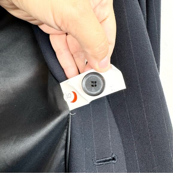 ZARA Man Navy Pinstripe Double Button Blazer Size 36 Office Preppy Formal Career - Picture 14 of 14